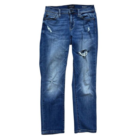 Judy Blue Jeans Women’s 5/27 Relaxed Fit Stretch Blue Mid Rise Denim Distressed - Picture 1 of 7